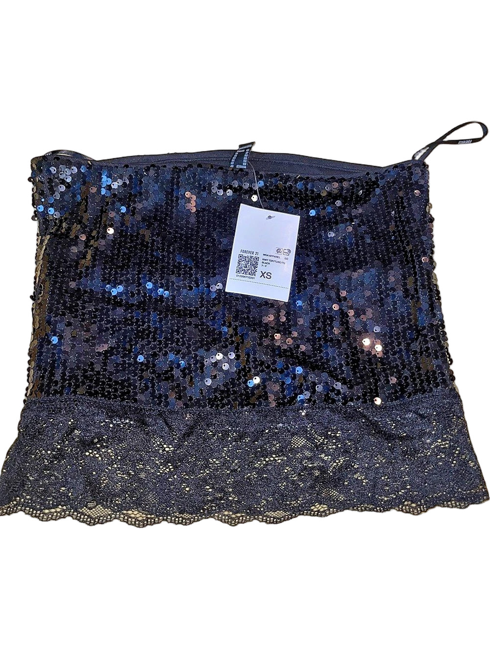 Forever 21 Sequin Lace tube Crop Top in Black